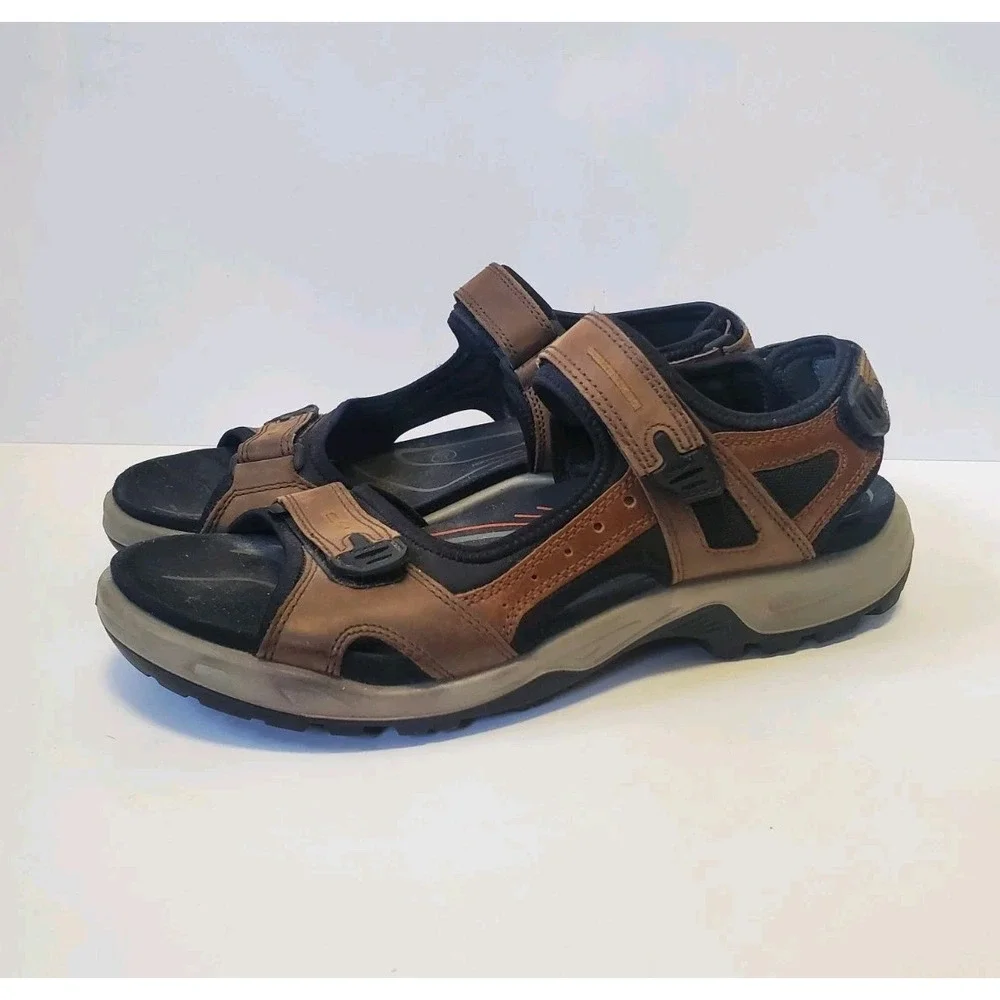 ECCO Yucatan sandals Men 48 US 14 EXPRESSO BROWN nubuck leather Strap Walking